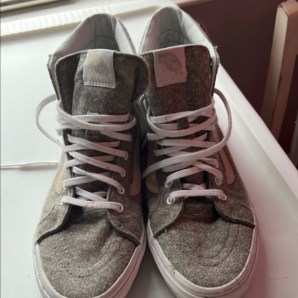 Gray and White High-Top Sneakers